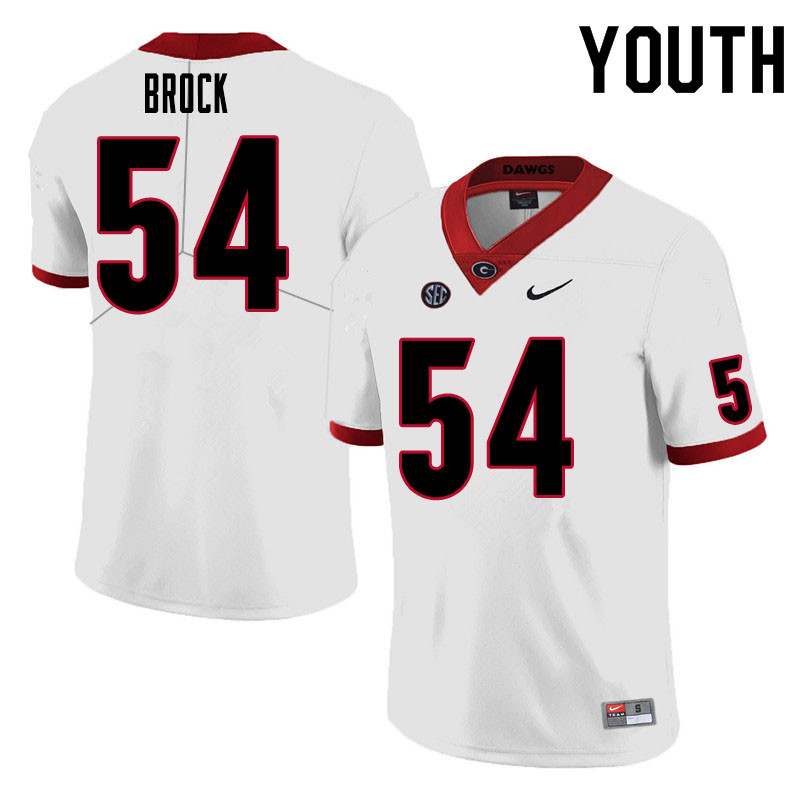 Youth #54 Cade Brock Georgia Bulldogs College Football Jerseys Sale-White
